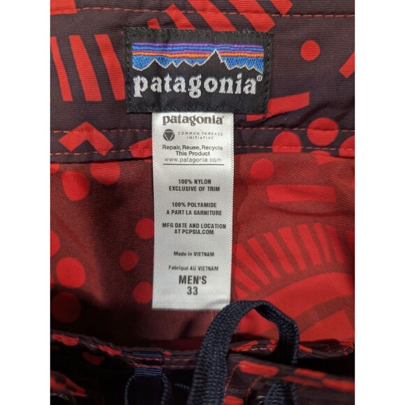 Patagonia Wavefarer Board Shorts Black Red Men's Beach Swim Trunks 33 - Picture 8 of 8